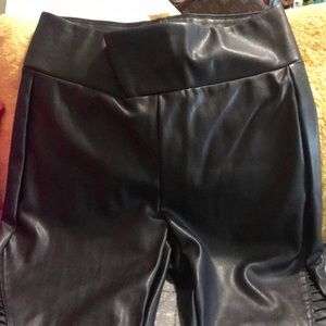 Black faux leather pants